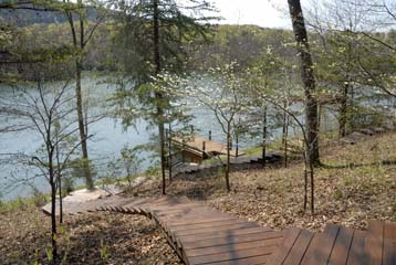 Steps to the lake and dock at Cabin 1