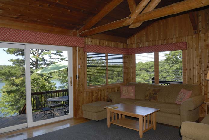 Lake view from the Great Room at Cedar Cabin